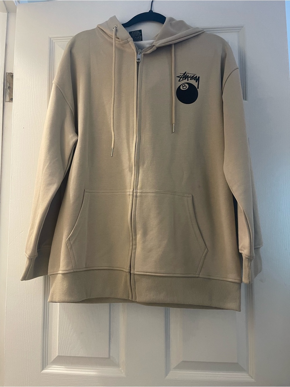 Stüssy 8 Ball Full Zip Hoodie Beige Black Size XL